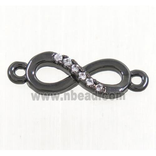 copper infinity connector paved zircon, black plated