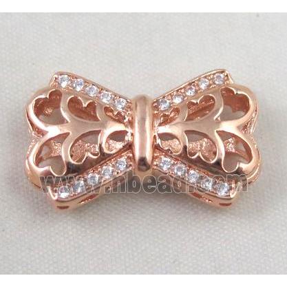copper sparcer bead paved zircon, rose gold plated
