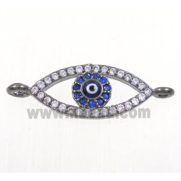 copper evil eye connector paved zircon, black plated