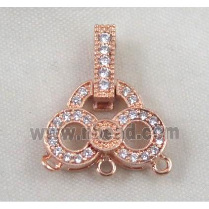 copper pendant paved zircon, rose gold plated