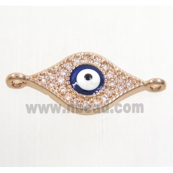 copper evil eye connector paved zircon, rose gold