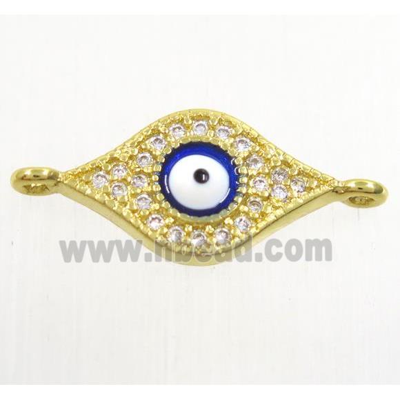 copper evil eye connector paved zircon, gold plated