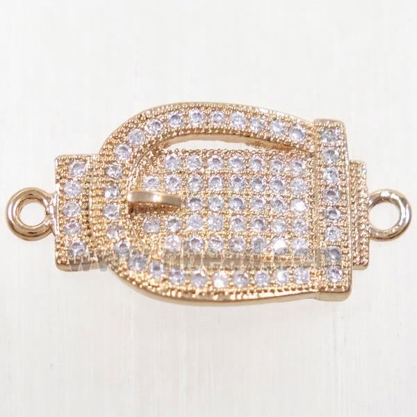 copper buckle connector paved zircon, rose gold