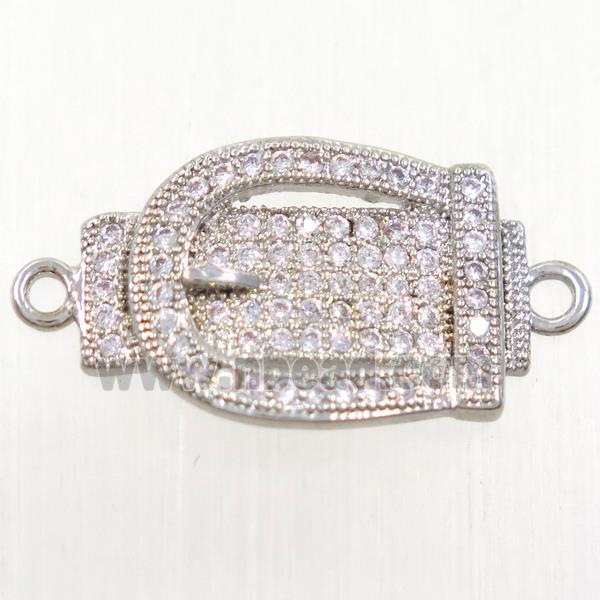 copper buckle connector paved zircon, platinum plated
