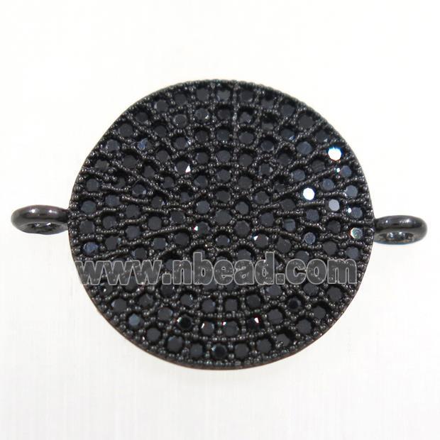 copper circle connector paved zircon, black plated