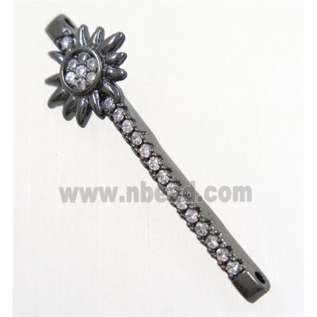 copper connector paved zircon, sunflower, black plated