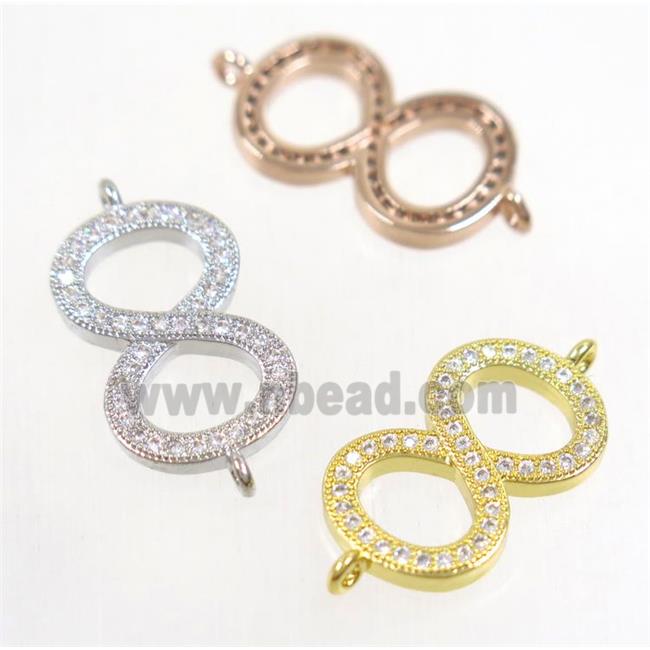 copper infinity connector paved zircon, mix color