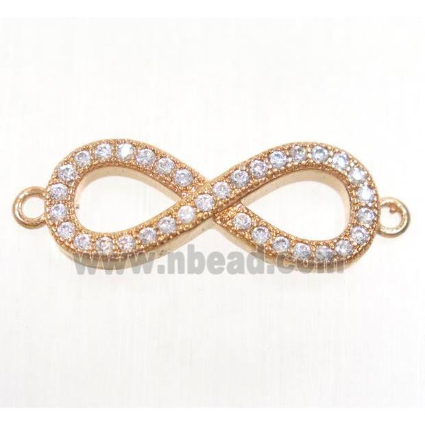 copper infinity connector paved zircon, rose gold