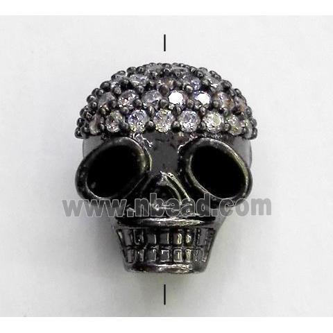 copper spacer bead paved zircon, skull