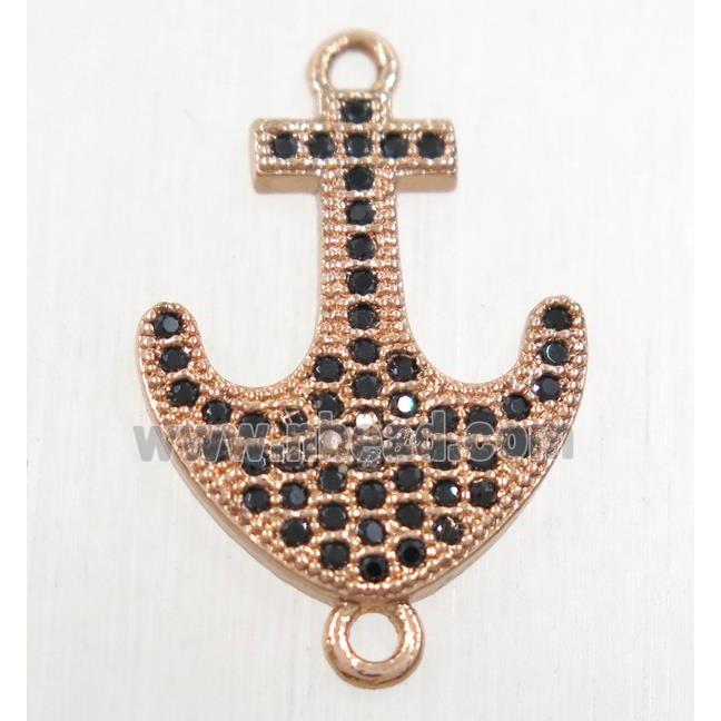 copper anchor connector paved zircon, rose gold