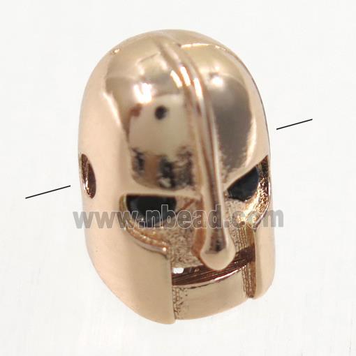 copper helmet beads paved zircon, rose gold