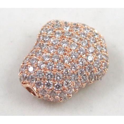copper spacer bead paved zircon, rose golden
