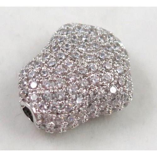 copper spacer bead paved zircon, platinum plated