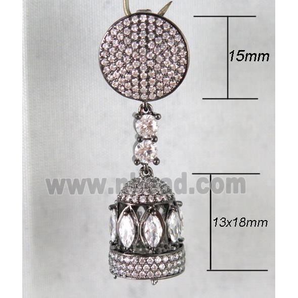copper pendant paved zircon, black