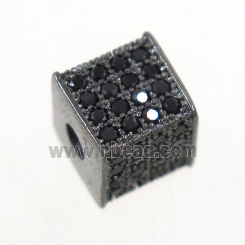 copper cube beads paved zircon, black plated