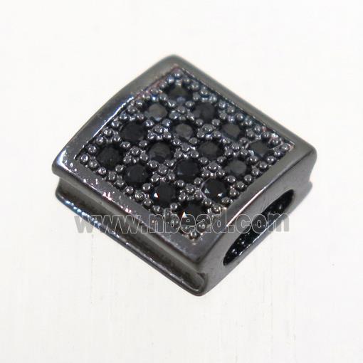 copper square bead paved zircon, black plated