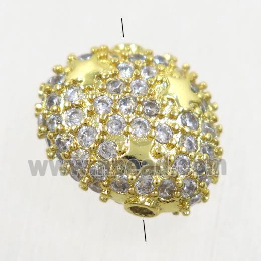 copper potato beads paved zircon, gold plated