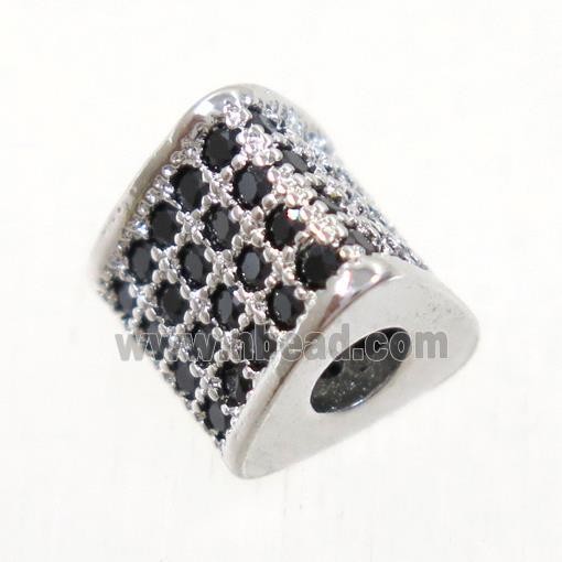 European style copper triangle beads paved zircon, platinum plated