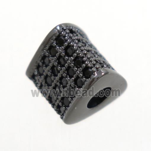 European style copper triangle beads paved zircon, black plated