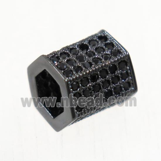 European style copper tube beads paved zircon, black plated