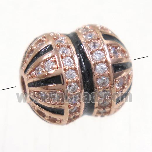 copper cucurbit beads paved zircon, rose gold