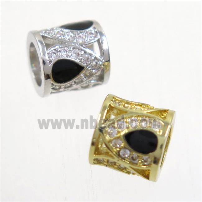 European style copper tube beads paved zircon, mix color