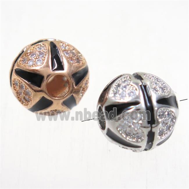copper beads paved zircon, round, mix color