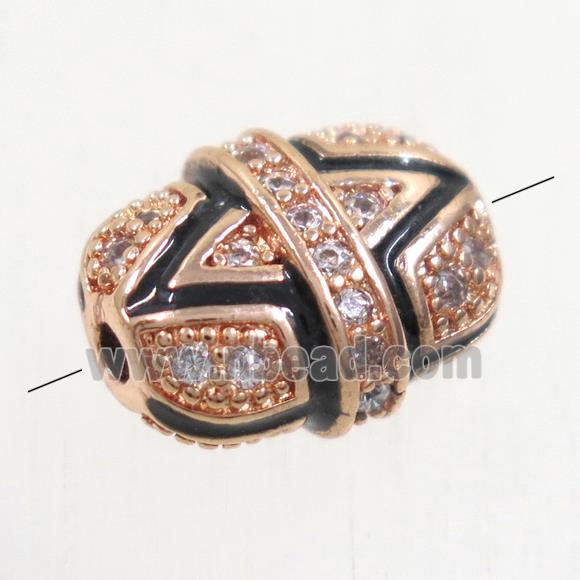 copper bead paved zircon, rose gold