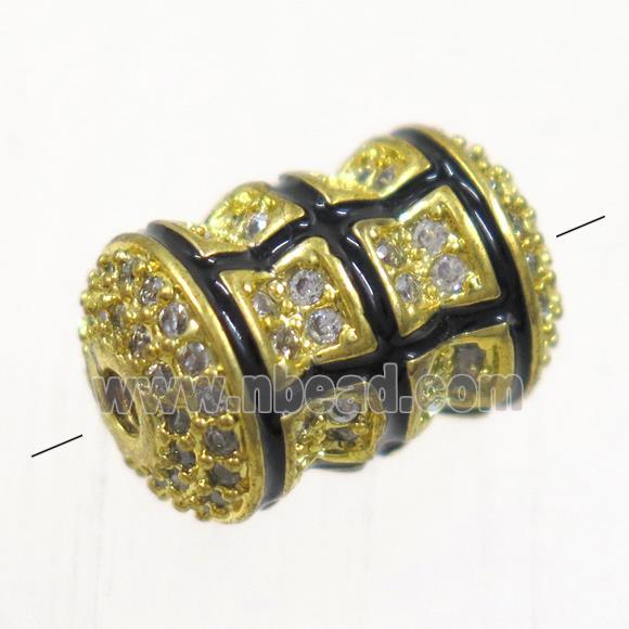 copper beads paved zircon, tube, gold plated