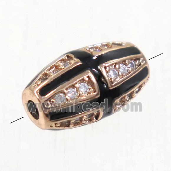 copper oval beads paved zircon, rose gold
