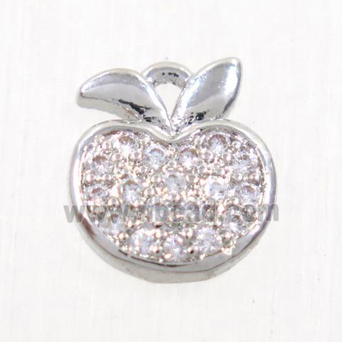 copper apple pendant paved zircon, platinum plated