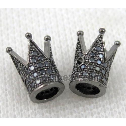 copper crown beads paved zircon, black plated