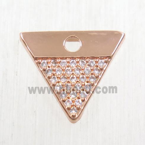 copper triangle pendant paved zircon, rose gold