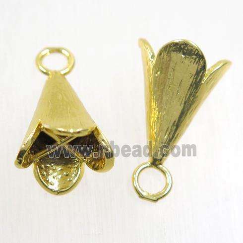 copper bellcaps pendant, tassel bail, gold plated