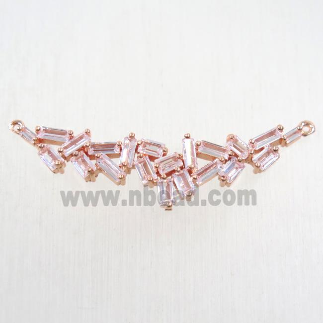 copper connector paved zircon, rose gold