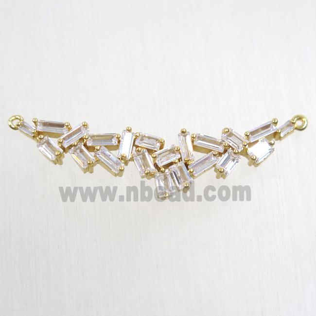 copper connector paved zircon, gold plated