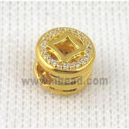 copper bead pave zircon, gold plated
