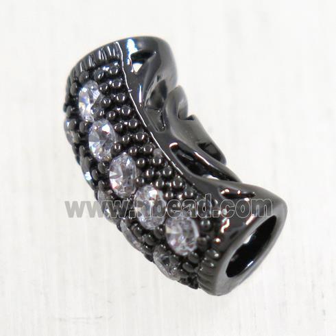 European Style copper tube beads paved zircon, black plated