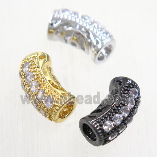 European Style copper tube beads paved zircon, mix color