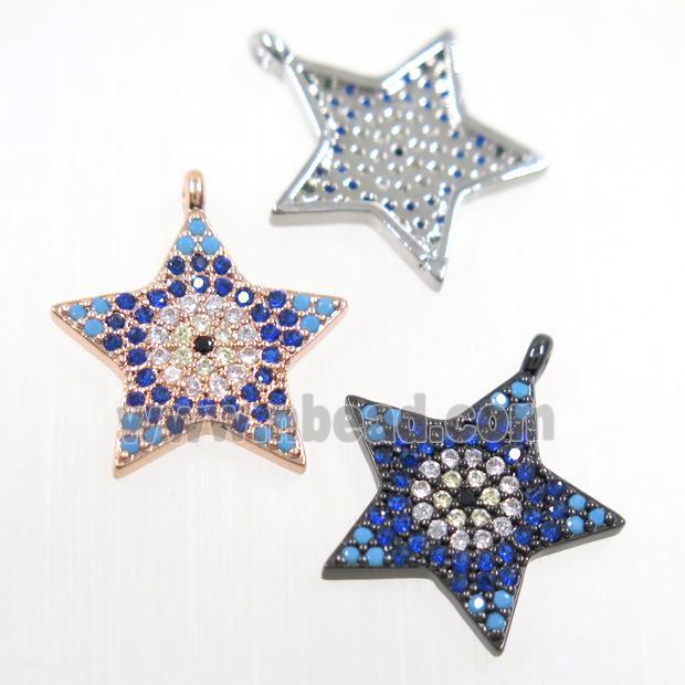 copper star pendant paved zircon, mix color