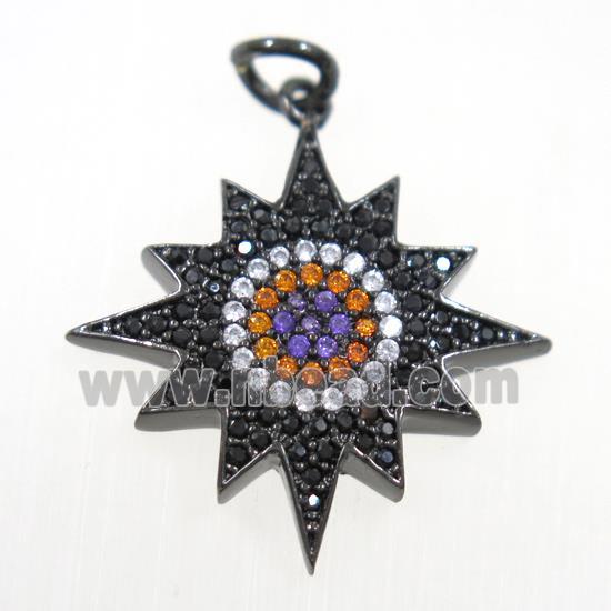 copper northstar pendant paved zircon, black plated
