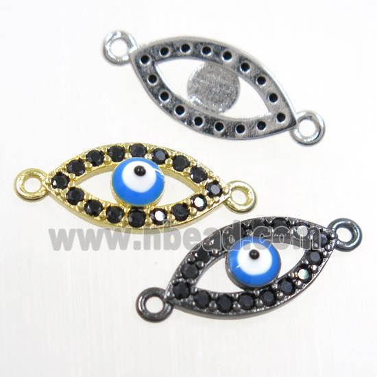copper connector paved zircon, evil eye, mix color