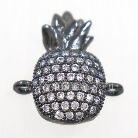 copper Pineapple connector paved zircon, black plated