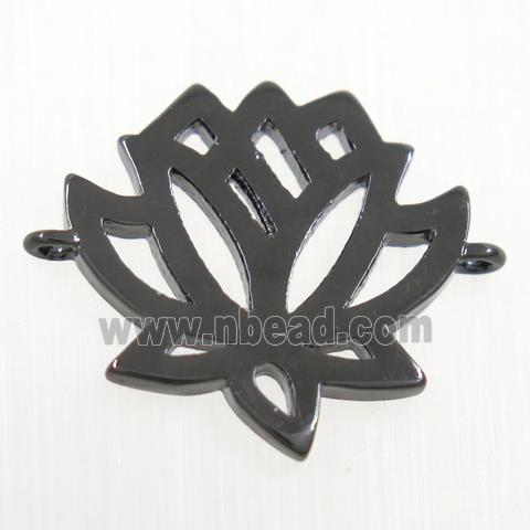 copper lotus flower connector, black plated