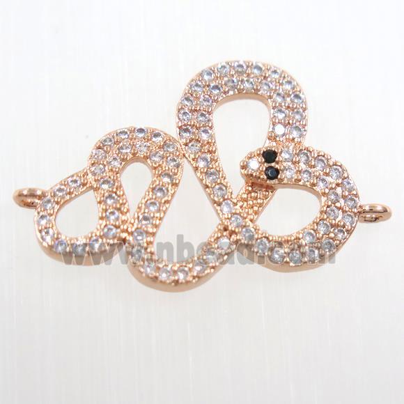copper Snake connector paved zircon, rose gold