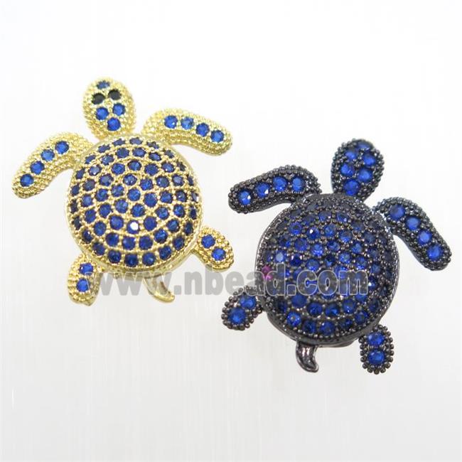 copper Tortoise beads paved blue zircon, mix color