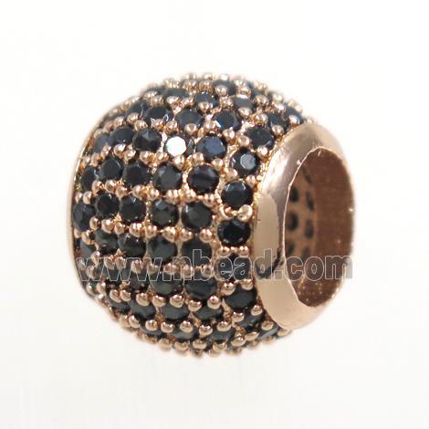round copper beads paved zircon, rose gold