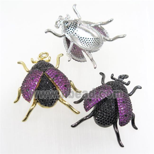 copper Beetle pendants paved zircon, mix color