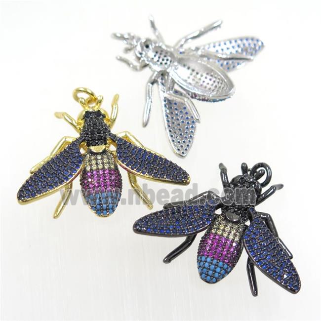 copper Honeybee charm pendants paved zircon, mix color