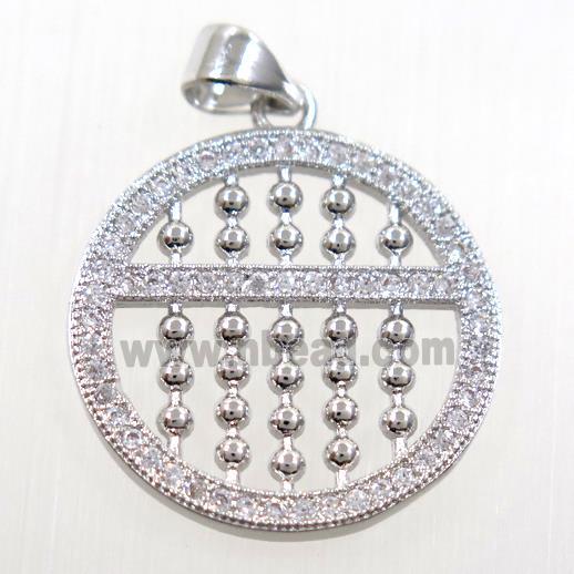 copper Susanpan pendant paved zircon, platinum plated